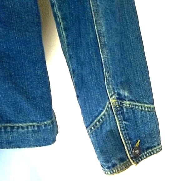 IE Designed Denim Jacket blue jean pockets dark wash button tailored - Picture 2 of 10